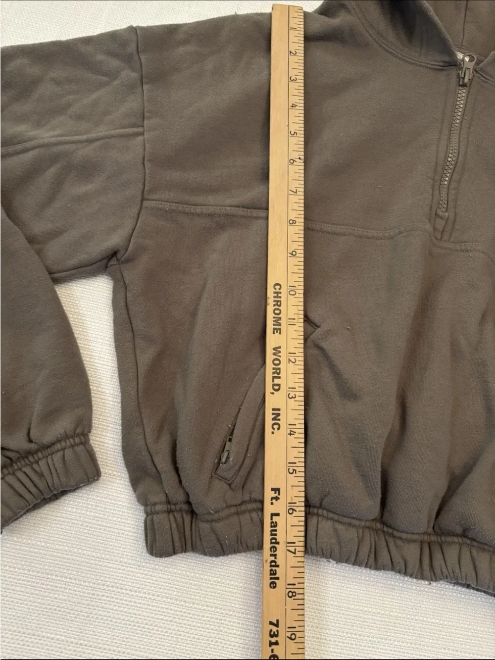 Alo Yoga Womens XS Refresh Stadium Half Zip Hoodie Brown Cropped French Terry